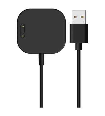 Black Xplora smartwatch charger with a USB connection and magnetic charging pad, compatible with X6Play and X6Pro models.