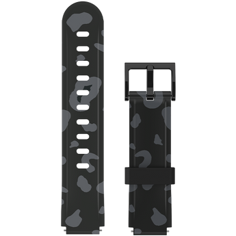 Black smartwatch strap featuring a subtle grey panther print, perfect for a sleek and modern design.