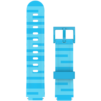 Blue smartwatch strap featuring a soft striped design, combining simplicity and style.