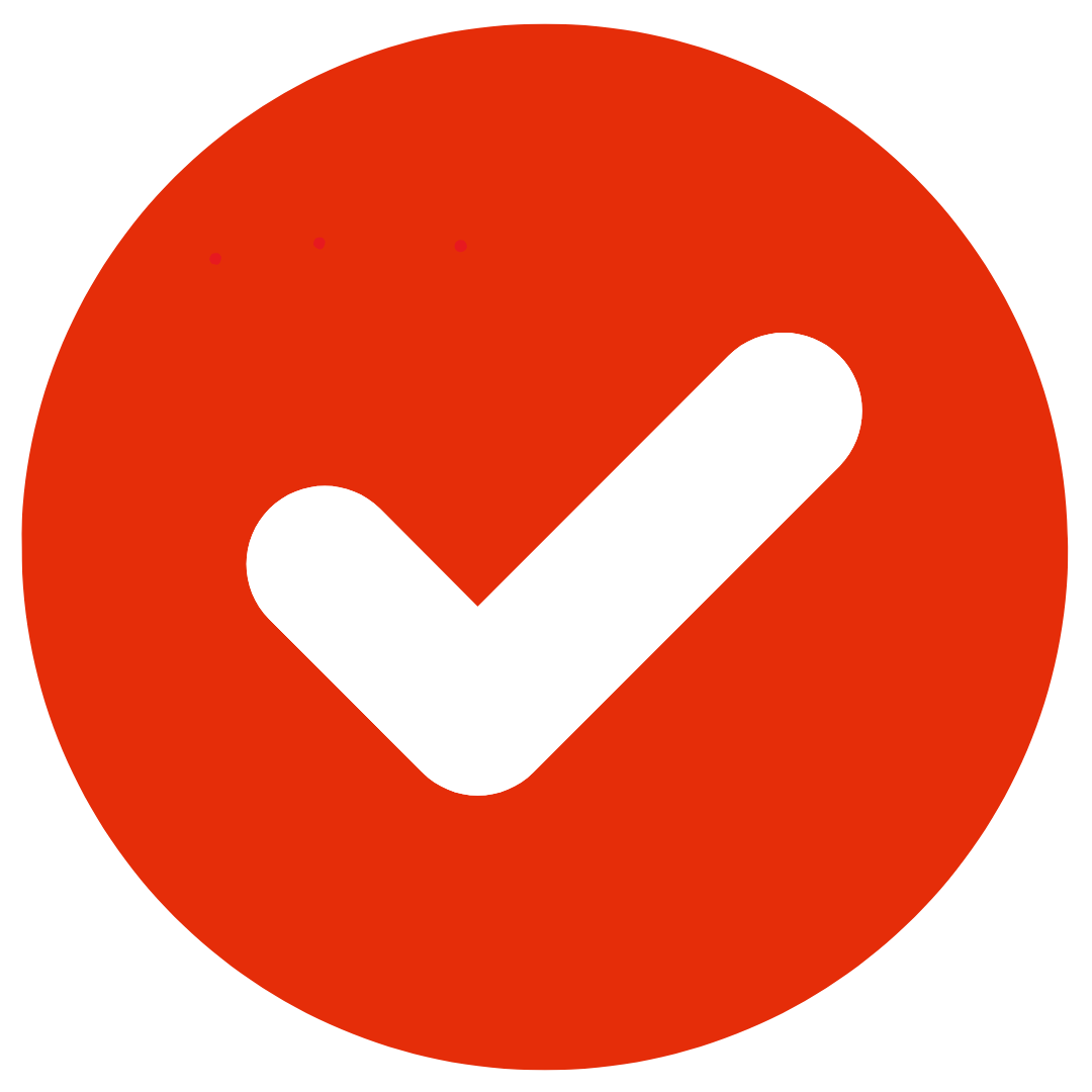 White check mark on a red circle