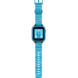 Blue smartwatch with a striped band and a fun elephant-themed analogue-style clock face, perfect for children’s everyday use.