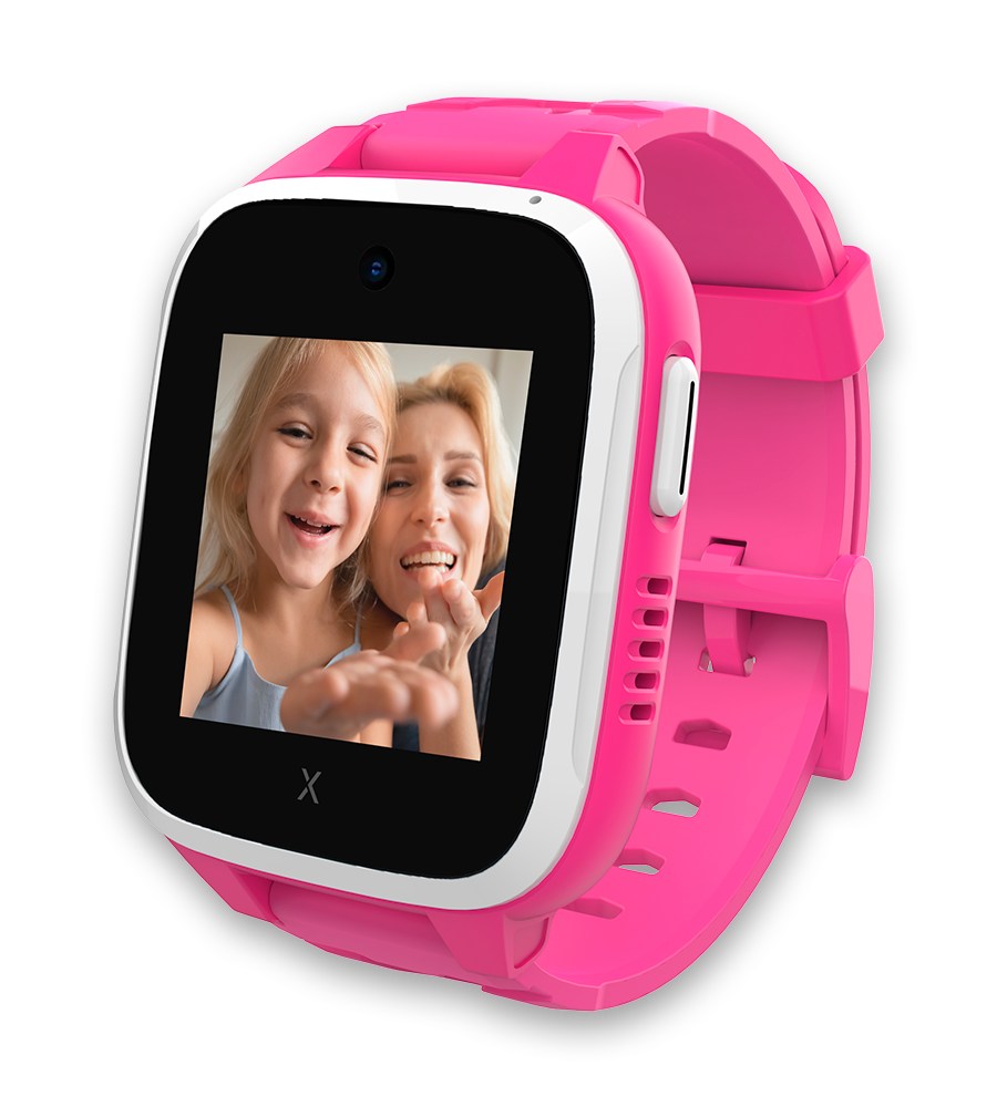 Kids smartwatch. Xplora XGO3 model. Entry level best price. Product photo. Mom and daughter on watch face.